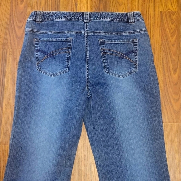 Y2K Contrast Wide Leg Jeans Women’s Size 14 Vintage 2000s Bootcut Mid Rise B44 - Picture 7 of 7